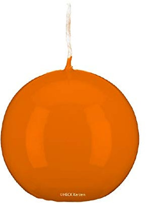 Gelackte Kerzen Kugelkerzen Klarlack - hochglänzend Mandarin (orange) Ø 15 cm, 2 Stück, Exclusive besondere Kerzen