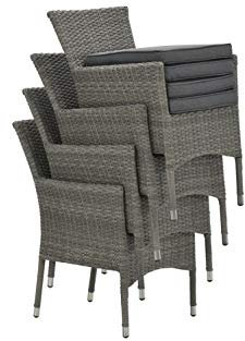 Garden Impressions 4 x stapelbarer Polyrattan Diningsessel Nicosia, inklusive Auflage, 120 kg Tragkraft, absolut wetterfest