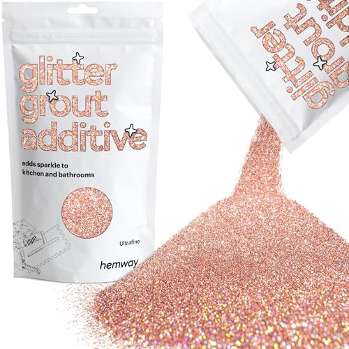 Hemway Glitter Grout Additive - Rose Gold Holographic | Ultrafine Flakes for Adding Sparkle to Old & New Kitchen & Bathroom Tiles | Enhance Your Indoor Grouting Projects with a Sparkly Effect | 100 g