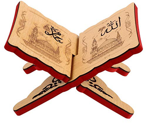 PRETYZOOM Holz Buchhalter Falten Kuran Bibel Heiliges Bücherständer Kochbuchhalter Notenständer Leseständer für Büro Schule Eid Tisch Dekoration