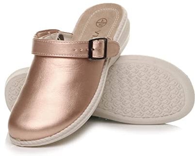 AJVANI mid Wedge Heel Comfort Slingback Clogs Mules Sandals Size 3 36 Rose Gold