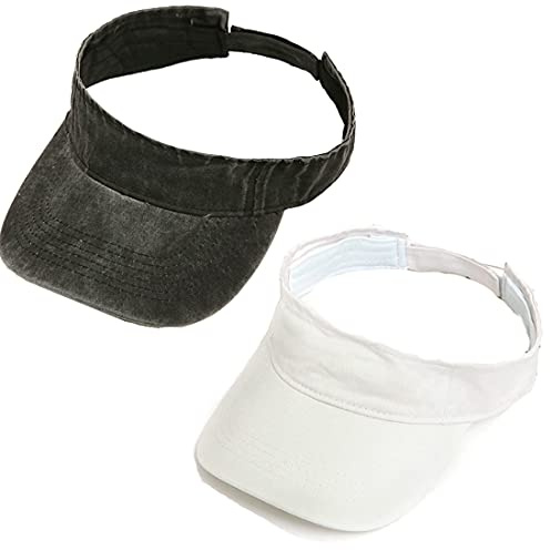 BEIRA 2er-Pack Baseballkappe mit offener Rückseite für Damen mit natürlich lockigem Haar, Pferdeschwanz-Mütze, mit Kordelzug, gepolsterter Pferdeschwanz-Mütze (D-Schwarz & Weiß), Medium