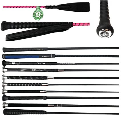JA Horse Fleck Springpeitsche Springgerte Springstock Reitgerte (60 cm, EcoRubber-Griff pink)
