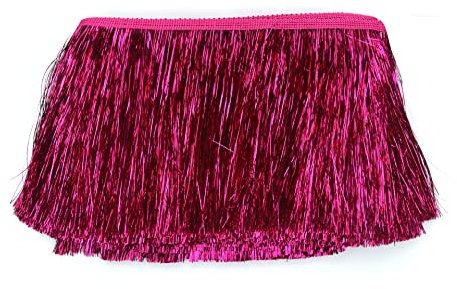 YYCRAFT Lametta-Fransen-Bordüre, Lametta-Girlande, Tanzkostüm, Fransenbesatz, glänzender Folieneffekt, Party-Dekoration (9,1 m, Hot Pink)