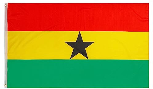 PHENO FLAGS Bandera de Ghana- Bandera ghanesa 90 x 150 cm - Bandera nacional resistente a la intemperie para asta - 100% poliéster