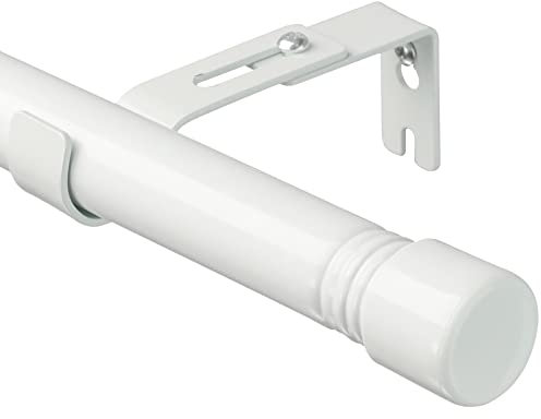 HARRMS Gardinenstange Weiß Ausziehbar, 76-116cm, Verstellbare Vorhangstange Metall, Scheibengardinenstange 1 läufig mit Halterungen und Endstücken für Schlafzimmer, Wohnzimmer