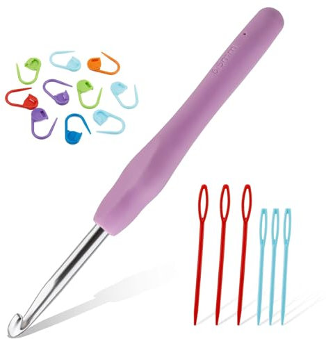 ENCHOL 6.5 mm Crochet Hook, Soft Handle Aluminum Crochet Hook, Ergonomic Knitting Crochet Needle for Beginners Handmade DIY Knitting Crochet