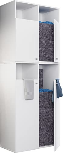 VCM Holz Wäscheschrank | Wäschetruhe | Wäschekorb | Maße ca H. 184 x B. 80 x T. 39 cm - Dreso XXL4f