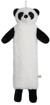 Premium Kinder Wärmflasche Schlauch 0.9 Liter mit schönem weichem Kunstpelz Bezug, Bettflasche aus Naturgummi, Wärmekissen, verschiedene Modelle (Panda)