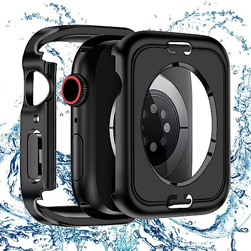 BELIYO [2in1] Hard Case for Apple Watch Series 6/SE/SE2/5/4 40mm, iWatch Screen 360 Protective PC ultra-thin body waterproof protective jacket,3D right angle wrapping(40mm,Black)