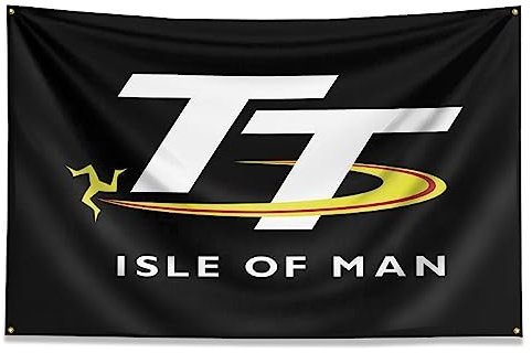 ENMOON TT Motorradflagge Isle of Man Flagge, Banner 90 x 152 cm, für Garage, Studentenwohnheim, Zimmer, Gartendekoration