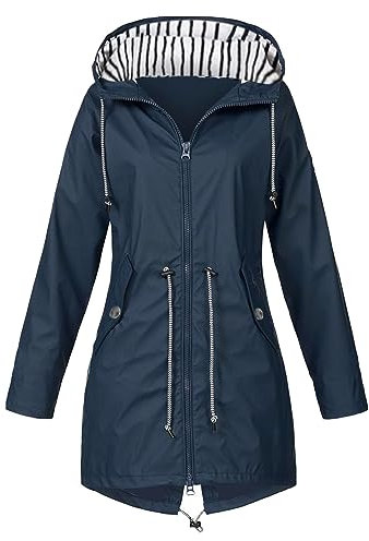 GFPGNDFHG Regenmantel Damen, Regenjacke Damen Wasserdicht Atmungsaktiv Dünne Regenmantel Leichte Jacke Outdoorjacke Windbreaker Packbar Übergangsjacke mit Kapuze Damen Schuhe Damen Jacke Weite