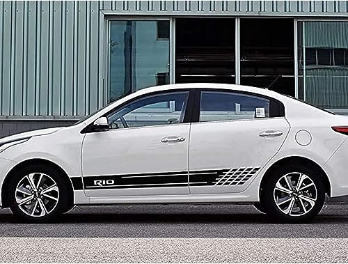 2 Stück Auto Karosserie Seitenstreifen Aufkleber für k-ia Rio 3 4 k2 k3 x-line, Vinyl Racing Streifen Aufkleber Aufkleber, Universal Autotür Seitenschweller Sticker,Matt-Black