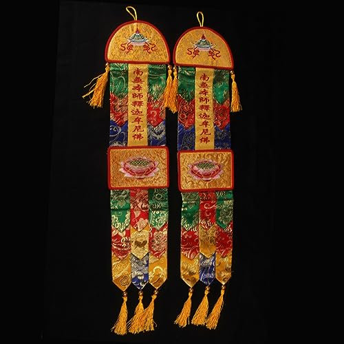1 par de banderas de construcción de templos de 65 cm, estilo tibetano, bandera colorida de Buda para decoración colgante