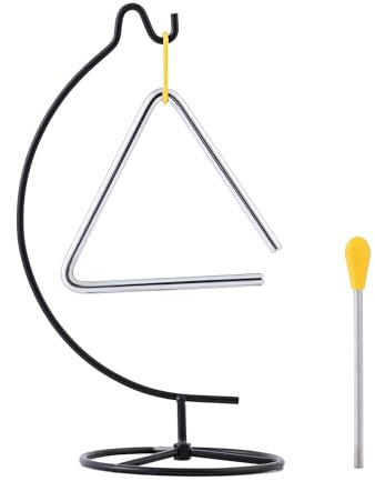 Homelavie Triangle Percussion Instrument With Striker, Hand Bell Chime for Classroom, Dinner Outdoor, Meditation Bell, Music Instrument for Adults (5 Inch)