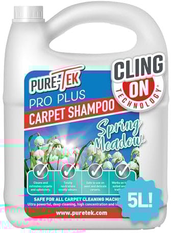 Pure Tek Carpet Cleaner Shampoo 5L - Carpet Stain Removers Cleaning Solution with Pet Urine/Odour Eliminator, Detergent Powder/Foam Alternative, Heavy Duty Shampooing Liquid, Works with All Machines
