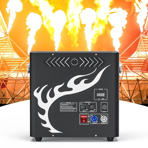 Flammenwerfer, 300W Triple Head Flammenprojektor mit Impulszünder, DMX512 Controller, DJ Jet Flame Machine für Weihnachten, Halloween, Partys und Sportveranstaltungen