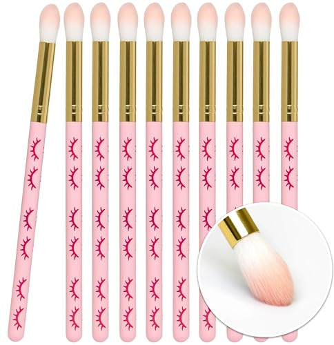 LLBA Lash Shampoo Brush, Pack of 10 Eyelash Cleansing Brushes (Pink) | Eyelash Cleansing Brush For Cleansing Eyelash Extension, Soft and Comfortable Facial Makeup Remover Tools