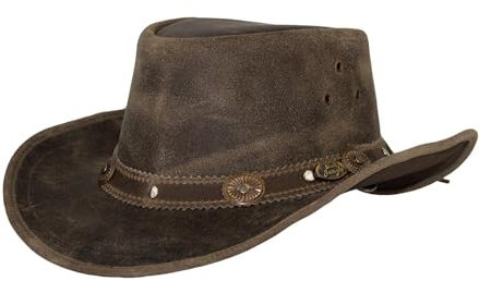 Black Jungle Reedley Lederhut - Klassischer Westernhut, Cowboyhut… (DE/NL/SE/PL, Alphanumerisch, M, Charcoal)