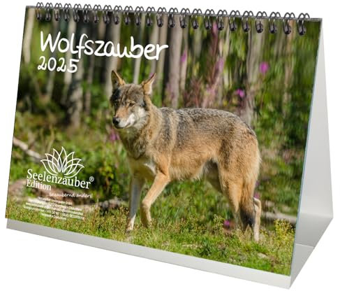 Wolfszauber DIN A5 Tischkalender für 2025 Wolf und Wölfe - Seelenzauber