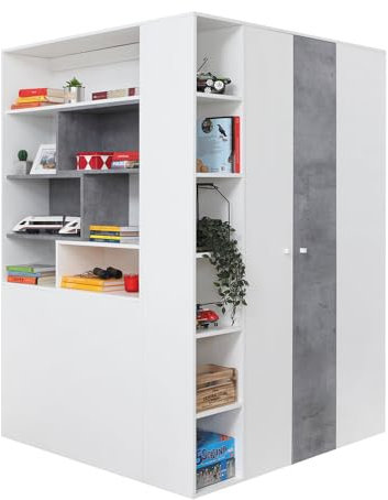 Lomadox Begehbarer Kleiderschrank in Beton weiß, 135x135cm