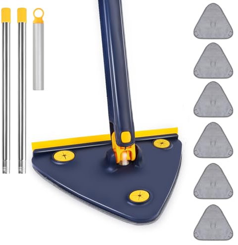 Mocio Per Pulizia Regolabile Elekin Triangolare Estensibile Mocio Per La Pulizia Triangle Cleaning Mop with Water Squeezing Function per Pavimenti in Legno, Parquet, Marmo, Pavimento, Pareti