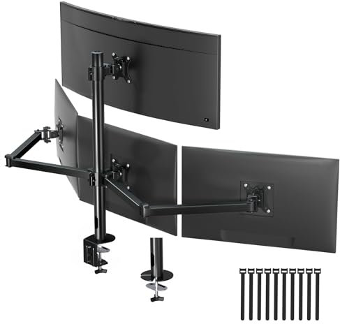 Soporte de Brazo de Cuatro monitores para Pantallas de 17 a 32 Pulgadas, Soporte de Brazo Giratorio de rotación inclinable, 4 monitores con Capacidad de Carga de 10 kg por Brazo, VESA 75/100