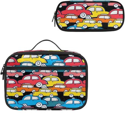 COEQINE Cars - Set di portapranzo con grande capacità, per bambini e ragazzi, borsa termica per il pranzo, isolata, per scuola materna e media dai 6 agli 8 anni