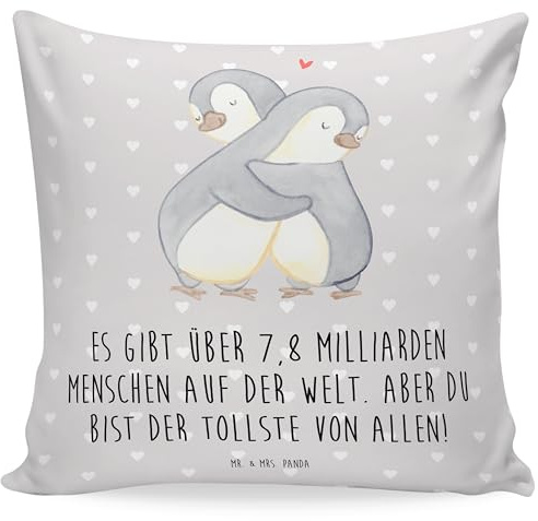 Mr. & Mrs. Panda Sitzkissen Pinguine Kuscheln - Geschenk, Freund, Sofakissen, Heiraten, Ehefrau, Kissenbezug 40x40, Verlobung, Geschenk für Partner,