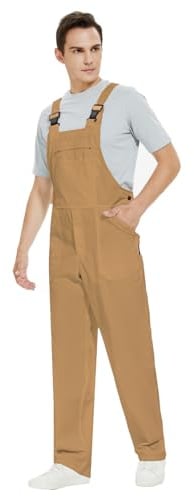 WORK IDEA - Salopette da lavoro per uomini, con tecnologia Multi Pocket, salopette da lavoro da uomo, cachi, XXL