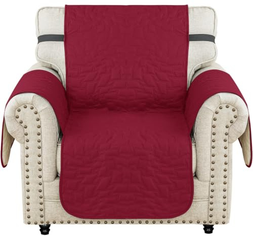 Ystyle Wasserdicht Sofabezug 1 Sitzer mit Armlehne, Burgunderrot | Universell Abriebfest für Wohnzimmer, Modern Sesselschoner, Sofaüberwürfe Rutschfest, Kratzfest Sofa Cover für Katze Hund