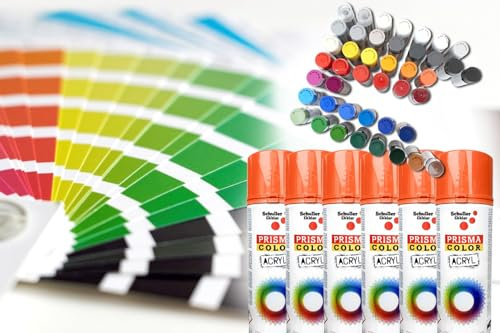 BISOMO 6x Lackspray je 400ml, Acryl Sprühlack Farbspray Sprühfarbe RAL Farbe glänzend oder matt, Indoor I Outdoor (RAL3020 verkehrsrot)