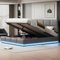 FEZTOY Polsterbett 180x200 cm mit LED Hydraulisch Bettstauraum,Bettgestell mit Bettkasten & Lattenrost Bezug aus Kunstleder Doppelbett Erwachsenen Jugendbett ohne Matratze (Zementgrau-180x200)