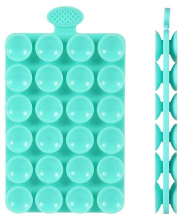 PEUTIER Silicone Double Sided Suction Cup Phone Mount, 0.55in in Diameter Suction Phone Holder Hand-Free Suction Cell Phone Case Sticky Grip for Mobile Devices Mirror Glass (Blue-Green)