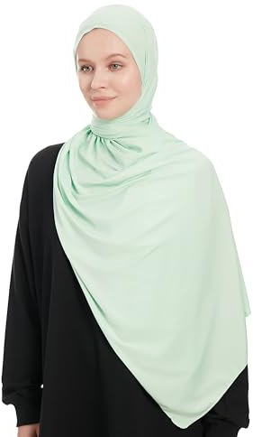 Ayisah Jersey Kopftuch Damen Hijab Muslimisch - Minze Viskose Jersey Hijab Kopftuch Für Damen - Dehnbar Moderne Islamische Hidzab Kopftücher Schal - Hidzab Kopftücher 70x180 cm (Minze)