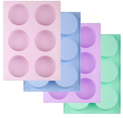 4 PCS Silicone Muffin Top Pans, 2.2 Inch Non-Stick Round Baking Molds, Silicone Oreo Cookie Chocolate molds, 6-Cavity Cylinder Silicone Mold for DIY Cakepucks, Candy, Cake Cores, Cookie, Soap
