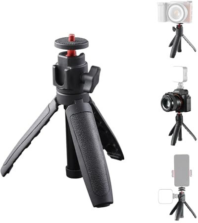 JINBEI MT-28 Mini Stativ für LED Videoleuchte mit 1/4 Schraubanschluss Kleines Reisestativ für Vlogging mit verstellbarem Kugelkopf Halterung für Tischstativ