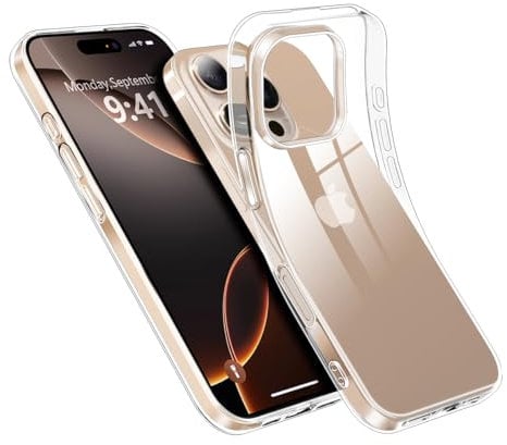 Garegce Case Compatible with iPhone 16 Pro, Clear Case Anti-Yellowing Thin Slim Silicone Transparent Soft Shockproof Protective iPhone Cover - Clear