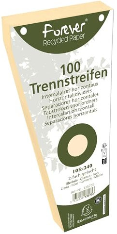 Exacompta - Ref. 13575E – Karton mit 6 Packungen mit je 100 Stück Trapezregister, einfarbig, perforiert, 105 x 240 mm, Blase