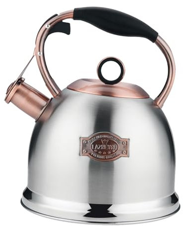 Hervidor de agua con flauta, 3 l, acero inoxidable, con mango resistente al calor, silbante para cocinas de inducción