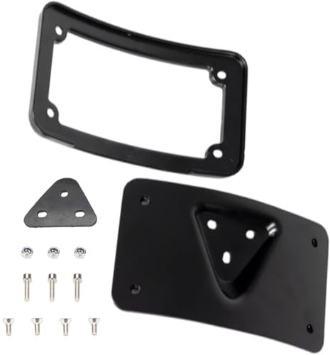 Riloer License Plate Holder, 3 Hole Curved Laydown License Plate Bracket Kit, Number Plate Holders Compatible with Harley Dyna Sportster 1200 883,Black