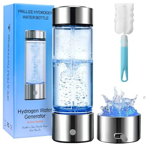 Frillize - Hydrogen Water Bottle, 420ml Portable Electrolysis Hydrogen Generator, 3 Mins SPE/PEM Technology, 900-1600ppb, Hydrogen Water Generator, Reduce Fatigue, for