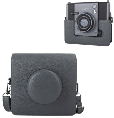 HIYQIN Retro Kameratasche für Fujifilm Instax Wide EVO, für INSTAX Wide EVO Tasche Schutzhülle mit Verstellbarem Schultergurt - Grau