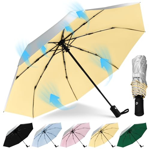 HEXSOLID Regenschirm Sturmfest Automatik Robuste 42/46 Inch Mehrfarbige Umbrella Windproof für Herren Damen 210T Winddichte Stoffe Mit 8 Rippen Starkes Fiberglasgestell