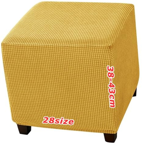 ILiemao Hockerbezug Ottomane Abdeckung Bezug Quadratisch Ottomanenbezug, Samt Jacquard Bezug, Elastischer Boden Waschbar, Maßgeschneiderte Hockerabdeckung für Fußhocker(1981,55 x 55 cm 22 x 22 inch)