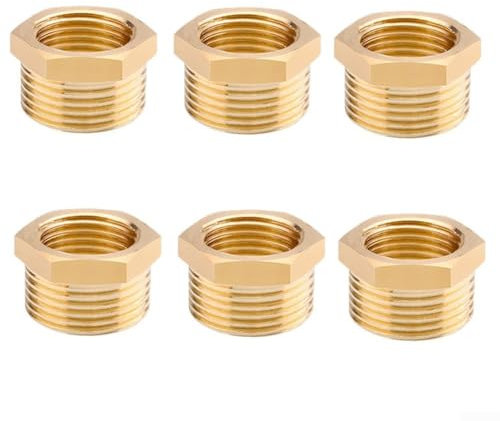 Lot de 6 adaptateurs réducteurs en laiton de 1,9 cm à 1,27 cm pour raccords de tuyaux et radiateurs