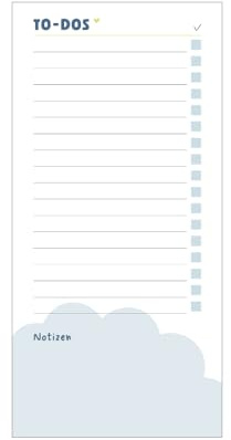 Odernichtoderdoch Notizblock DIN lang To-Do´s Wolke - Linierter Block mit Platz für To-Do´s & Termine mit praktischer Checkliste zum Abhaken