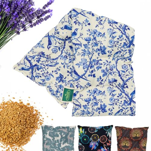 Saco Semillas Microondas - 50x15cm Semillas y Lavanda, 100% Algodón - Saco de Semillas para Microondas - Bolsa térmica Calor y Frío (Flores y Pájaros)