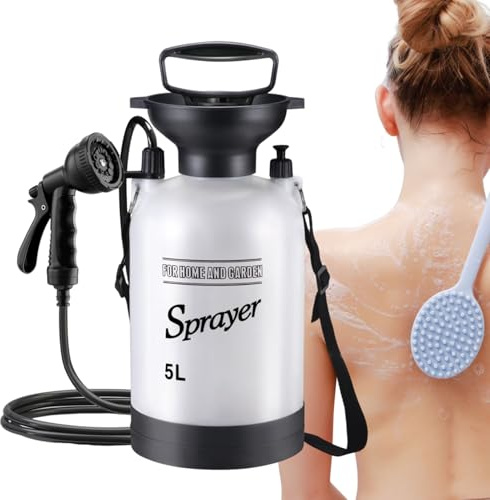 Generico Doccia Portatile da Campeggio | Pompa Manuale per Doccia con Spray | Attrezzatura Esterna Portatile per Igiene Campeggio Pulizia Auto Giardinaggio Bagno Animali