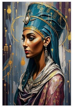 QZFNCOYU Nofretete Kunstposter auf Leinwand, Poster, Wandkunst, Dekordruck, Bild Gemälde für Wohnzimmer, Schlafzimmer, Dekoration, 30 x 45 cm